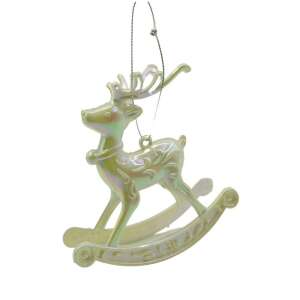 Ornament brad de Craciun, Perlat, in forma de Ren, 11 cm x 11 cm, Plastic, KipHome 107621950 - Decorațiuni pentru pomul de Crăciun