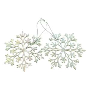 Ornament brad de Craciun, Perlat, in forma de Fulg de nea, 10 cm x 10 cm, Plastic, KipHome 107621961 - Decorațiuni pentru pomul de Crăciun