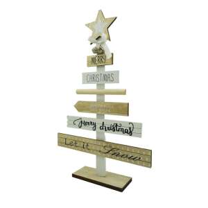 Decoratiune masa decorata, Mesaje Craciun, Crem-Alb, din Lemn, 22.5 cm x 36 cm, Interior, KipHome 107622168 - Flippy Decorațiuni de Crăciun