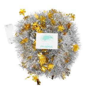 Beteala Craciun cu LED, Aurie, model cu fulgi de nea, 2 m x 5 cm, PVC, Sir, Artificiala, KipHome 107622466 - Decorațiuni de sezon