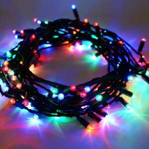 100 LED multicolor Christmas lights, 10 meters long, with green wire - Christmas