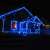 Blue Christmas lights on a house