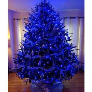 Blue Christmas lights on a Christmas tree - Home & Garden