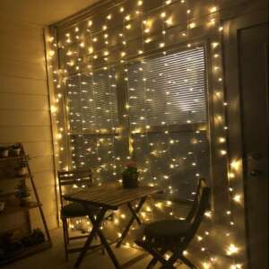 Фенери за завеси Flippy, 60 топло бели LED, 1m x 1m, 8 режима на осветление, водоустойчиви IP44, за вътрешна/външна употреба - Lightshine