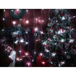 Flippy 9m x 1m curtain LED lights, 540 cool white LEDs, 8 lighting modes, IP44, indoor/outdoor, transparent wire, connectable, with 5m extension cord, transformer - Home & Garden