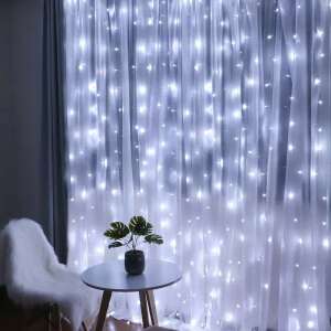 Flippy 1200 LED Lumini de Cortină, Alb Rece, 10m x 2m, 8 Moduri de Iluminare, Interior/Exterior - Ghirlande luminoase