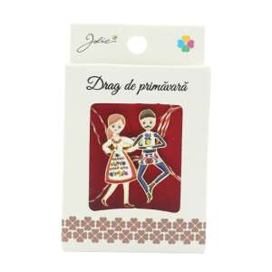 Jolie Spring Charm Set, two dancing figures in traditional Romanian folk costumes - Brooch