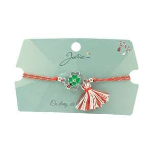 Brățară Jolie din sfoară roșie cu un pandantiv cu trifoi și ciucure - Brățări dame