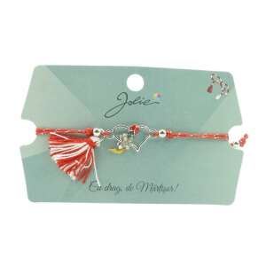 Jolie red string bracelet with heart charm and tassel, perfect for March 1st - Women's Accessory
