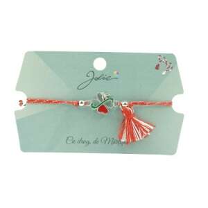 Brățară Jolie din sfoară roșie cu pandantiv cu trifoi și ciucure - Brățări dame