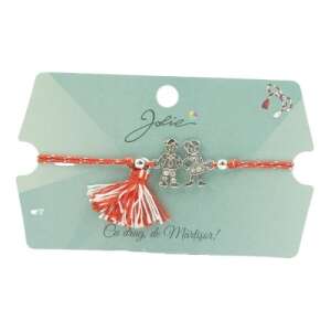 Brățară Jolie din sfoară roșie și albă cu pandantiv băiat și fată - Brățări dame