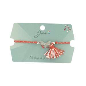 Red and white string bracelet with a silver butterfly charm and tassel, Jolie brand - Women's Accessory