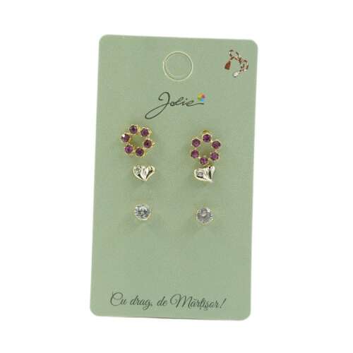 Set 3 Perechi Cercei Cerc, Inima, Piatra 107630768