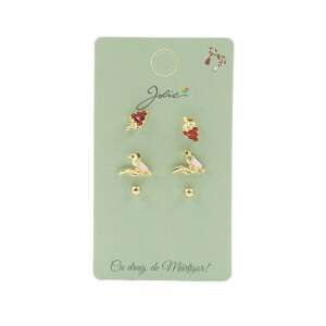 Set 3 Perechi Cercei Capsuna, Pasare, Bilute 107630776 - Bijuterii pentru femei