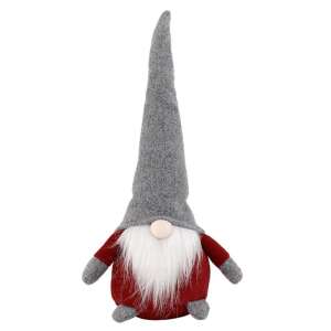 Ornament de Crăciun cu gnom roșu și gri, 40 cm înălțime, cu o pălărie gri lungă - Flippy Decorațiuni de Crăciun
