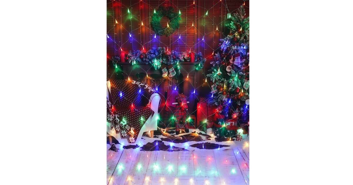 Flippy Karácsonyi fényháló, IP 44, 4 x 1 m, 160 LED, Multicolor, Transzformátor, Összeköthető, 3 m hosszabbító, Átlátszó vezeték 107632608