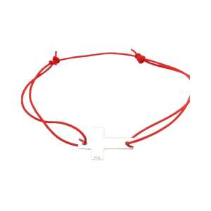 Brățară reglabilă din sfoară roșie cu pandantiv cruce din argint 925, marca Jolie - Brățări dame