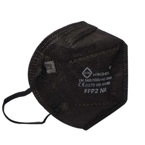 Black FFP2 face mask, Flippy, 5 layers, CE 0370, non-sterile, individual packaging