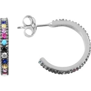 Cercei creol din argint 925 cu pietre colorate - Cercei damă