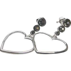 Cercei cu contur de inimă din argint 925 cu trei pietre - Cercei damă