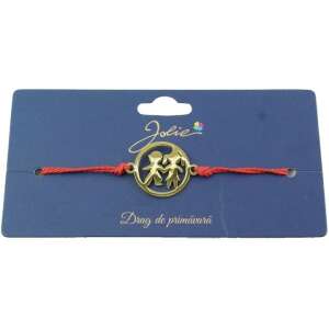 Brățară Jolie cu șnur roșu și pandantiv auriu cu doi copii care se țin de mână, perfectă pentru copii - Brățări dame