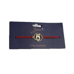 Brățară cu pandantiv bufniță aurie pe sfoară roșie, marca Jolie - Brățări dame