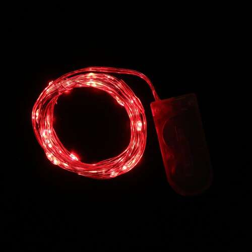 Christmas String Lights, 2 meters, 20 LEDs, Red, Battery-powered, Copper Wire, Linear, Indoor/Outdoor, Flippy