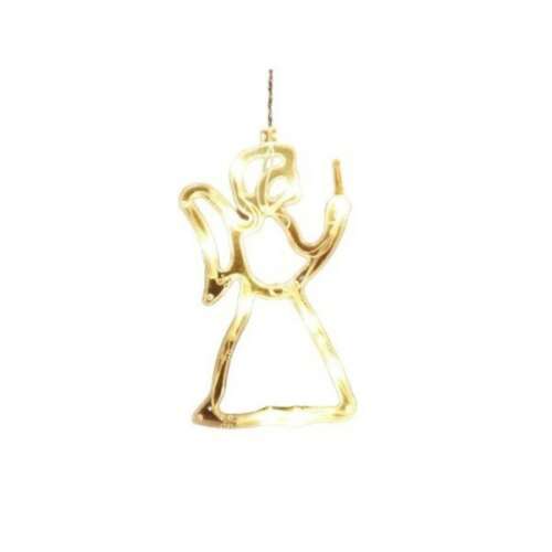 Decoratiune de Crăciun în formă de înger cu lumini LED albe calde, 21x12 cm, cu ventuză, marca Flippy