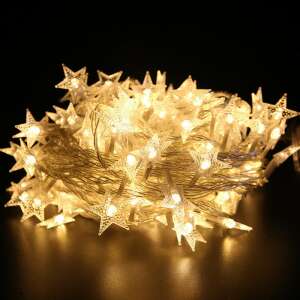 3 meter star shaped LED string lights, warm white, 20 LEDs, copper wire, USB powered, 8 function remote control, indoor/outdoor, Flippy - Christmas