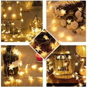 Collage of StarLight Christmas String Lights in various decorative settings - Christmas