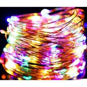 Многоцветни LED светлини, 100 светодиода, 10 метра дължина, медна тел, 8 режима, захранване от USB, за вътрешна и външна употреба - Lightshine