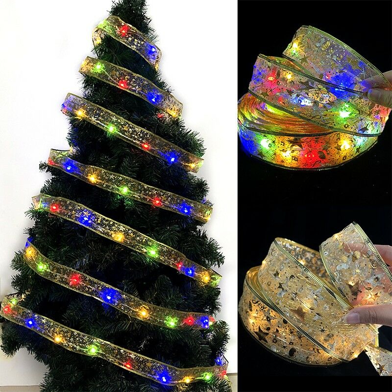 Panglică LED de Crăciun KipHome Aurie, lungime 2 m , 20 LED-uri, Multicolor