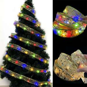 Golden Flippy LED Christmas ribbon, 1 meter long, 10 LEDs, battery operated, multi-colored - Christmas