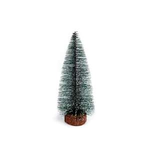 Snow-frosted artificial Christmas tree, 35 cm tall, on wooden stand, isolated on white background - Nonbrand Christmas Decoration