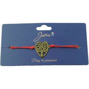 Jolie red string bracelet with gold heart shaped tree of life charm - Women's Accessory