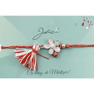 Bratara Jolie Ciucure Floare Roz cu Perla 107634440 - Brățări dame