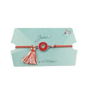 Jolie red heart cut-out charm bracelet with tassel - Women's Accessory