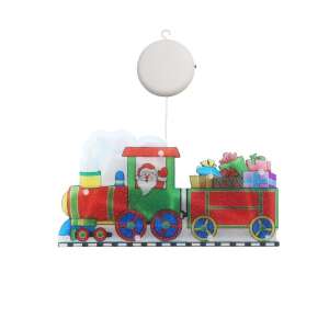 Christmas train window decoration with LED lights, Santa Claus, and presents, 26 cm, warm white - Christmas Decoration