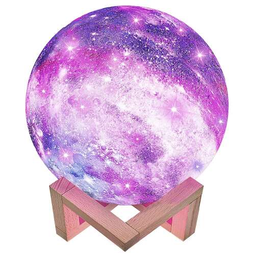 3D Moon Light Flippy 7 color changing moon lamp with wooden stand, starry night light