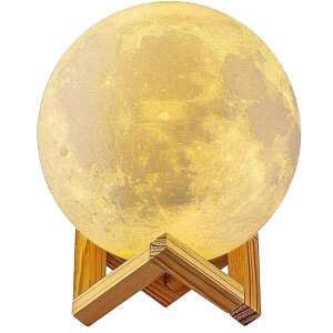 3D Moon Light Flippy Starry Night Light, 13cm, 16 colors, with wooden stand - Decorative Lamp