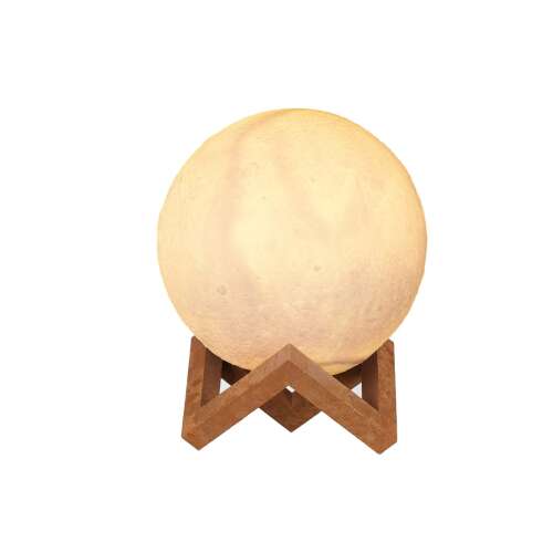 Moon-shaped 3D Night Light Warm White, Battery-powered, with Plastic Stand, 8 cm, Flippy