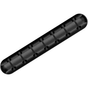 Kábelrendező, Flippy, Kábelkapcsok, Dupla ragasztós rögzítés, Szilikon, 7 nyílás, Fekete