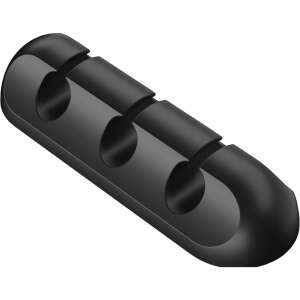Black silicone cable organizer with 3 slots, Flippy - Cable