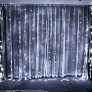 Flippy 6m x 3m Завеса LED Коледни Светлини, 480 Студено Бели LED, 8 Режима на Осветление, Вътре/Вън - Lightshine