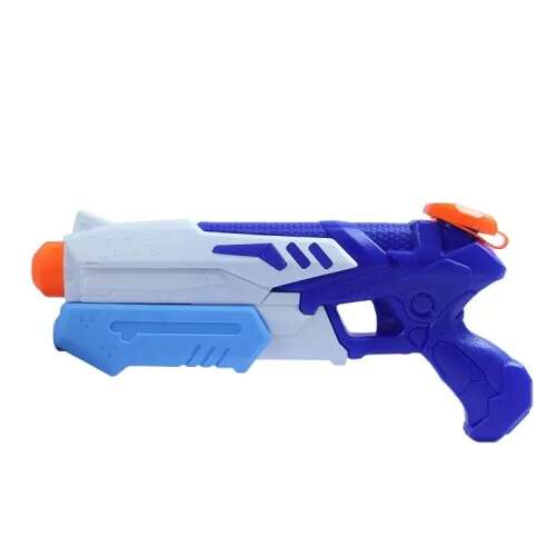 Flippy water gun for kids, blue and white, 300ml tank, 31.5cm long, fun summer toy