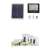 Solar powered floodlight with solar panel, remote control, mounting screws, and packaging