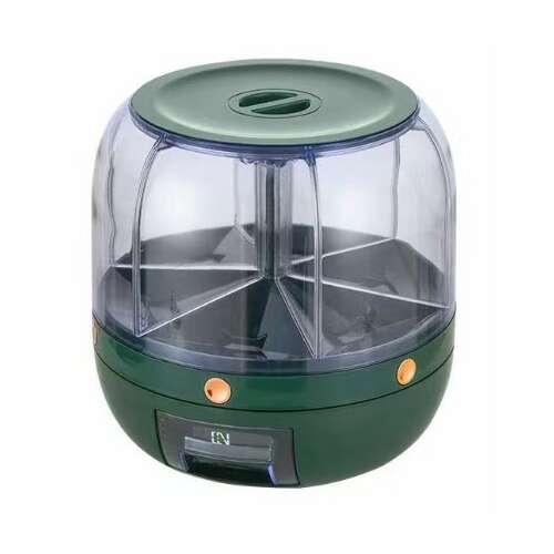 Dispenser rotativ Flippy 360 de grade cu 6 compartimente, verde închis