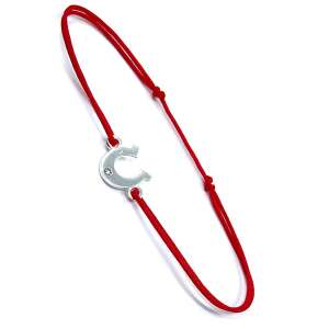 Brățară cu potcoavă din argint cu șnur roșu, Jolie Silver - Brățări dame