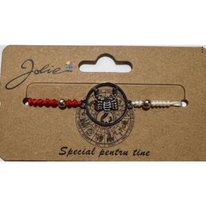 Brățară zodiacală Scorpion Jolie, brățară cu șnur roșu și alb cu talisman zodiacal Scorpion - Brățări dame