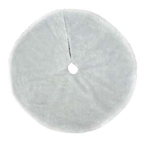 White faux fur Christmas tree skirt, 90 cm diameter - Christmas tree stand
